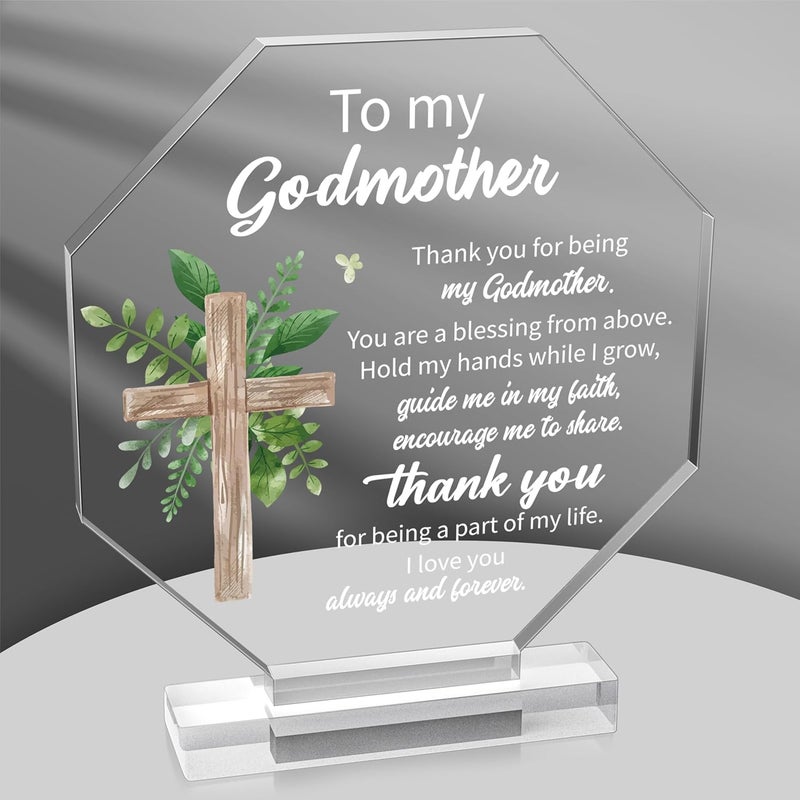 Yopyame Acrylic Gift for Godmother - Godmother Gifts from Godchild for Women Thank You for Being My Godmothers Acrylic Plaque Office Table Decor Birthday Christmas Keepsake Paperweight for Godmothers - Image 1